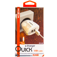 Сетевое зарядное устройство MOXOM 2в1 micro 2USB/2.1A (KH-68) белый
