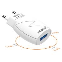 Мережевий зарядний пристрій MOXOM 2в1 micro 1USB/2.4A (KH-34) білий