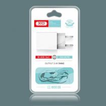 МЗП XO 2в1 блок (2 USB / 2.4A) + кабель (USB - Micro) (L65) білий