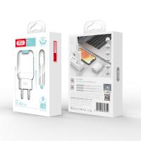 Сетевое зарядное устройство XO 2в1 micro 2USB/2.4A (L78) белый