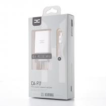 МЗП DC 2в1 блок (1 PD / 20W Fast Charger + 1 QC3.0) + кабель (Type-C - Lightning 20W) (CA-F17) білий