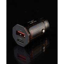 АЗУ DC 2в1 блок (1 PD / 30W + 1 QC3.0 / 24W Fast Charge) + кабель (Type-C - Lightning 20W) (TC-20) черный