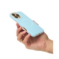 Чехол MagSafe Liquid Silicone Full для iPhone 16 Pro Max blue fog
