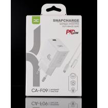 МЗП DC 2в1 блок (1 PD / 45W) + кабель (Type-C - Lightning 20W) (CA-F09) білий