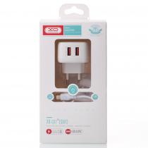 МЗП XO 2в1 блок (2 USB / 2.4A) + кабель (USB - Lightning) (L61) білий