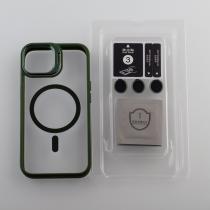 Силіконовий чохол MagSafe CAMERA GLASS PROTECTION для телефону iPhone 13 темно-зелений