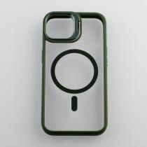 Силіконовий чохол MagSafe CAMERA GLASS PROTECTION для телефону iPhone 13 темно-зелений
