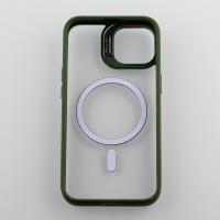 Силиконовый чехол MagSafe CAMERA GLASS PROTECTION для iPhone 14 темно-зеленый