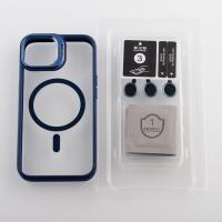 Силиконовый чехол MagSafe CAMERA GLASS PROTECTION для iPhone 15 темно-синий