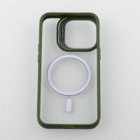 Силиконовый чехол MagSafe CAMERA GLASS PROTECTION для iPhone 13 Pro Max темно-зеленый