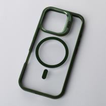 Силіконовий чохол MagSafe CAMERA GLASS PROTECTION для телефону iPhone 16 темно-зелений