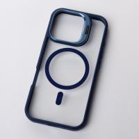 Силиконовый чехол MagSafe CAMERA GLASS PROTECTION для iPhone 16 Plus темно-синий