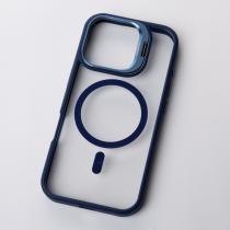 Силіконовий чохол MagSafe CAMERA GLASS PROTECTION для телефону iPhone 16 Pro темно-синій