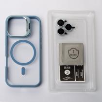 Силіконовий чохол MagSafe CAMERA GLASS PROTECTION для телефону iPhone 16 Pro блакитний