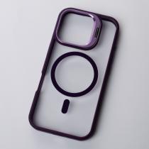Силіконовий чохол MagSafe CAMERA GLASS PROTECTION для телефону iPhone 16 Pro Max темно-фіолетовий