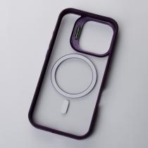 Силіконовий чохол MagSafe CAMERA GLASS PROTECTION для телефону iPhone 16 Pro Max темно-фіолетовий