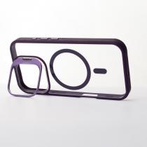 Силіконовий чохол MagSafe CAMERA GLASS PROTECTION для телефону iPhone 16 Pro Max темно-фіолетовий