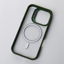 Силіконовий чохол MagSafe CAMERA GLASS PROTECTION для телефону iPhone 16 Pro Max темно-зелений