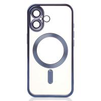 Силиконовый чехол MagSafe SHINING MATTE для iPhone 16 Plus blue titanium