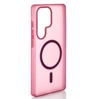 Силиконовый чехол SOFT MATT с поддержкой MagSafe для Samsung S24 Ultra cherry red